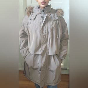Vintage Sequence hooded coat/long jacket